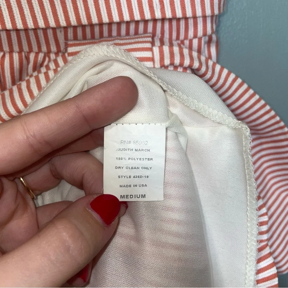 Judith March Orange and White Seersucker Strapless Dress Medium - Picture 6 of 10